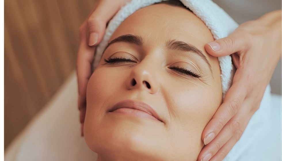 Femme pendant un massage du visage secret de jouvence
