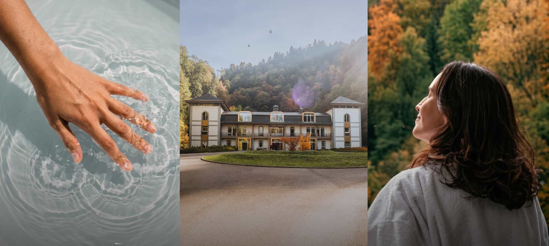 Les Automnales des Thermes du 2 au 15 novembre : eau thermale, bâtiment des Thermes et curiste