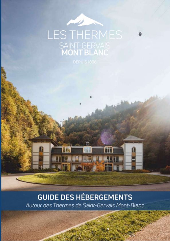 Couverture du guide des hébergement présentant la façade des Thermes
