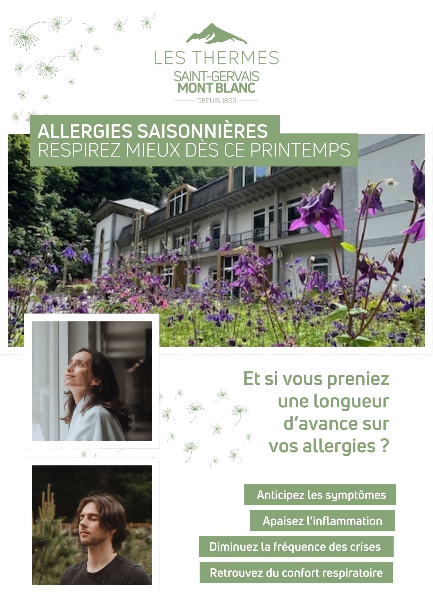 Couverture du flyer Prendre soin de son souffle présentant des personnes en cure thermale voies respiratoires